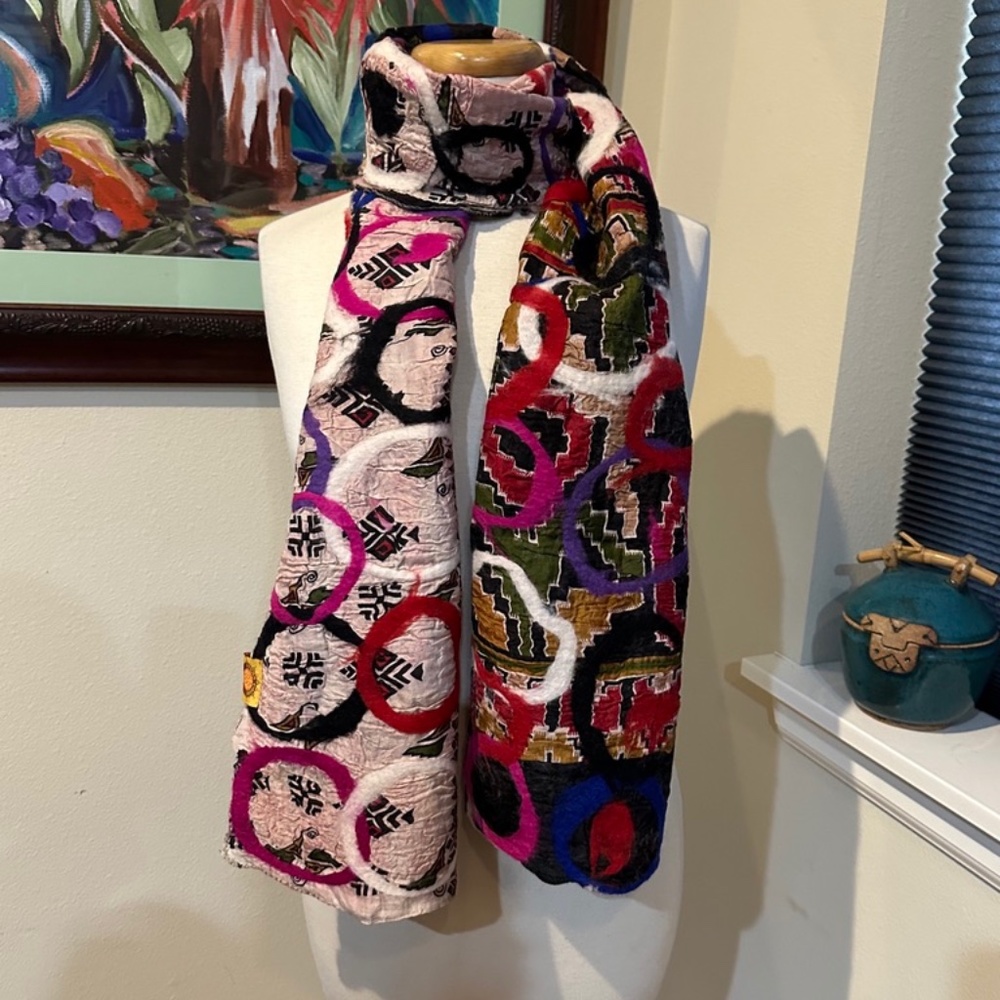 Karma Circle Needle Felted Oblong Scarf